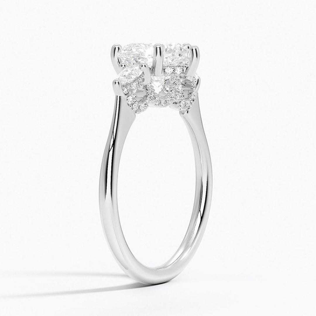 Daisy Heart Cut Wedding Ring