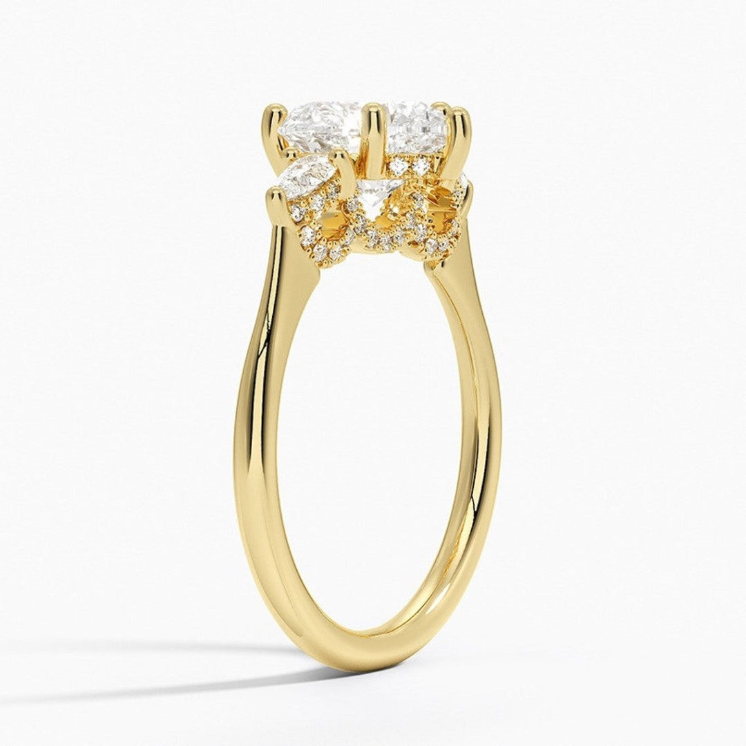 Daisy Heart Cut Wedding Ring