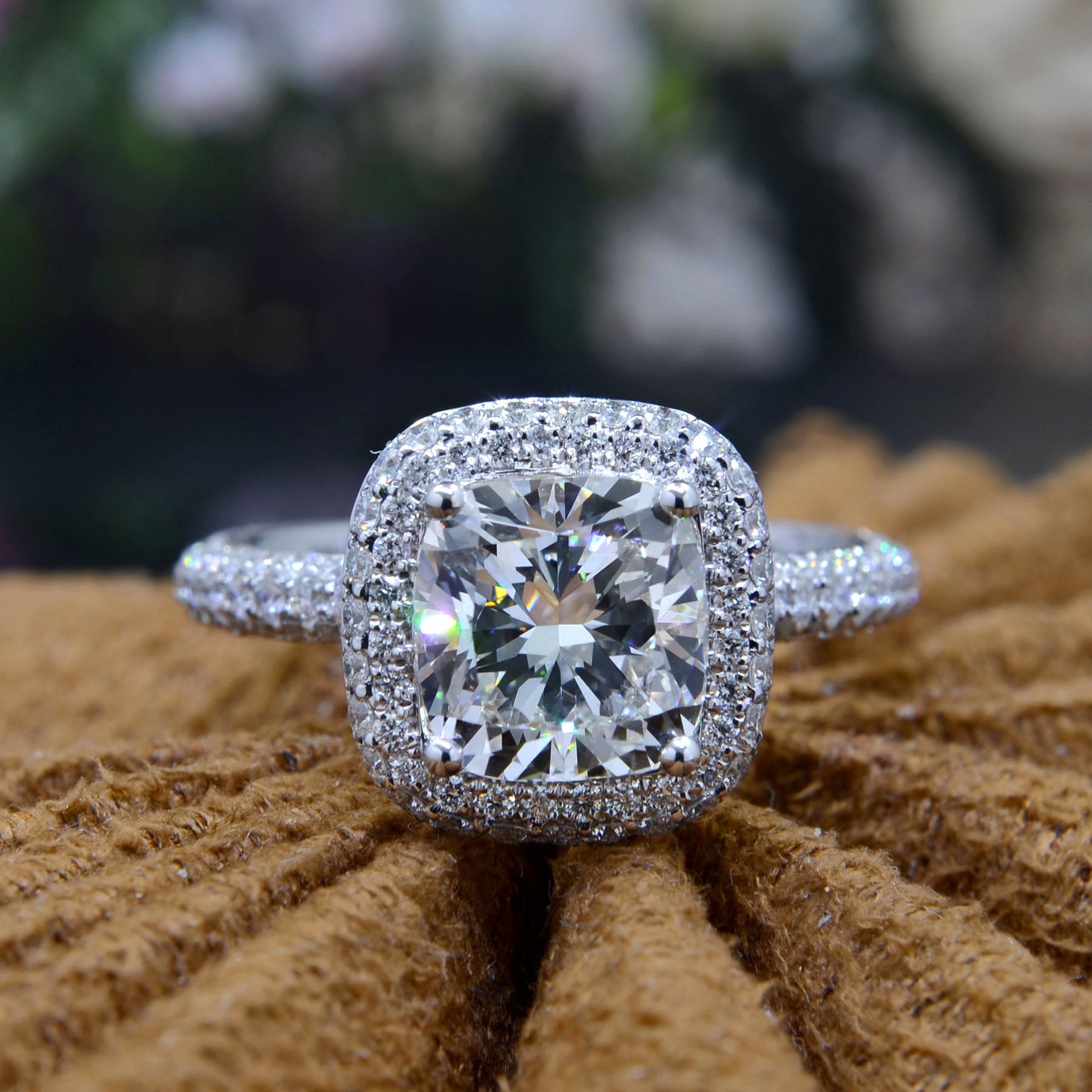 Desirable Cushion Shape Diamond Wedding Ring