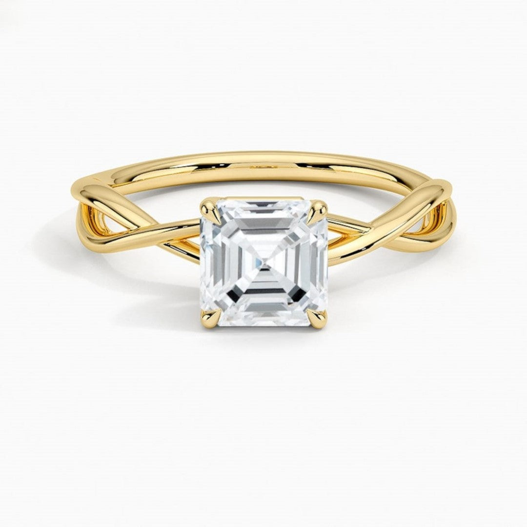 Sleek Design Asscher Cut Solitaire Ring