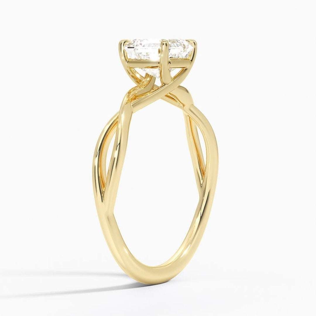 Sleek Design Asscher Cut Solitaire Ring