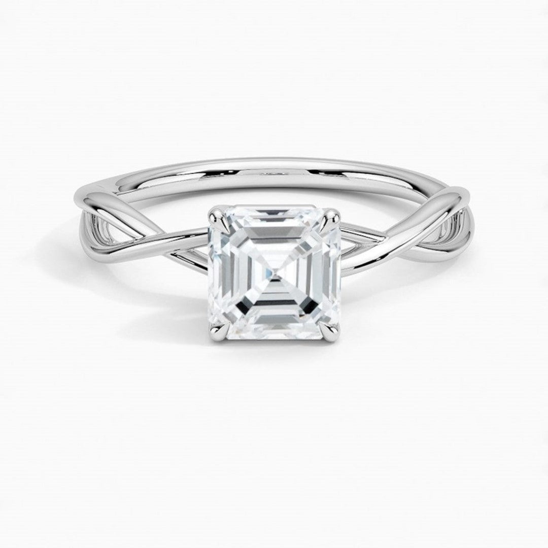 Sleek Design Asscher Cut Solitaire Ring