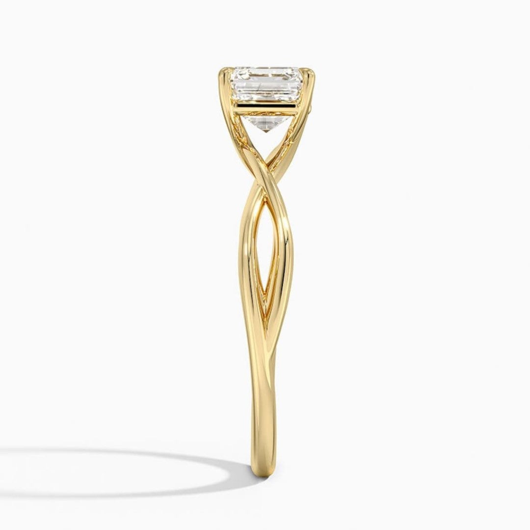 Sleek Design Asscher Cut Solitaire Ring