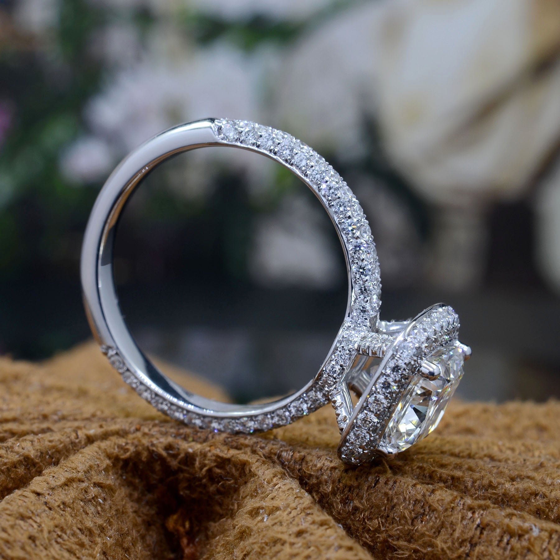 Desirable Cushion Shape Diamond Wedding Ring