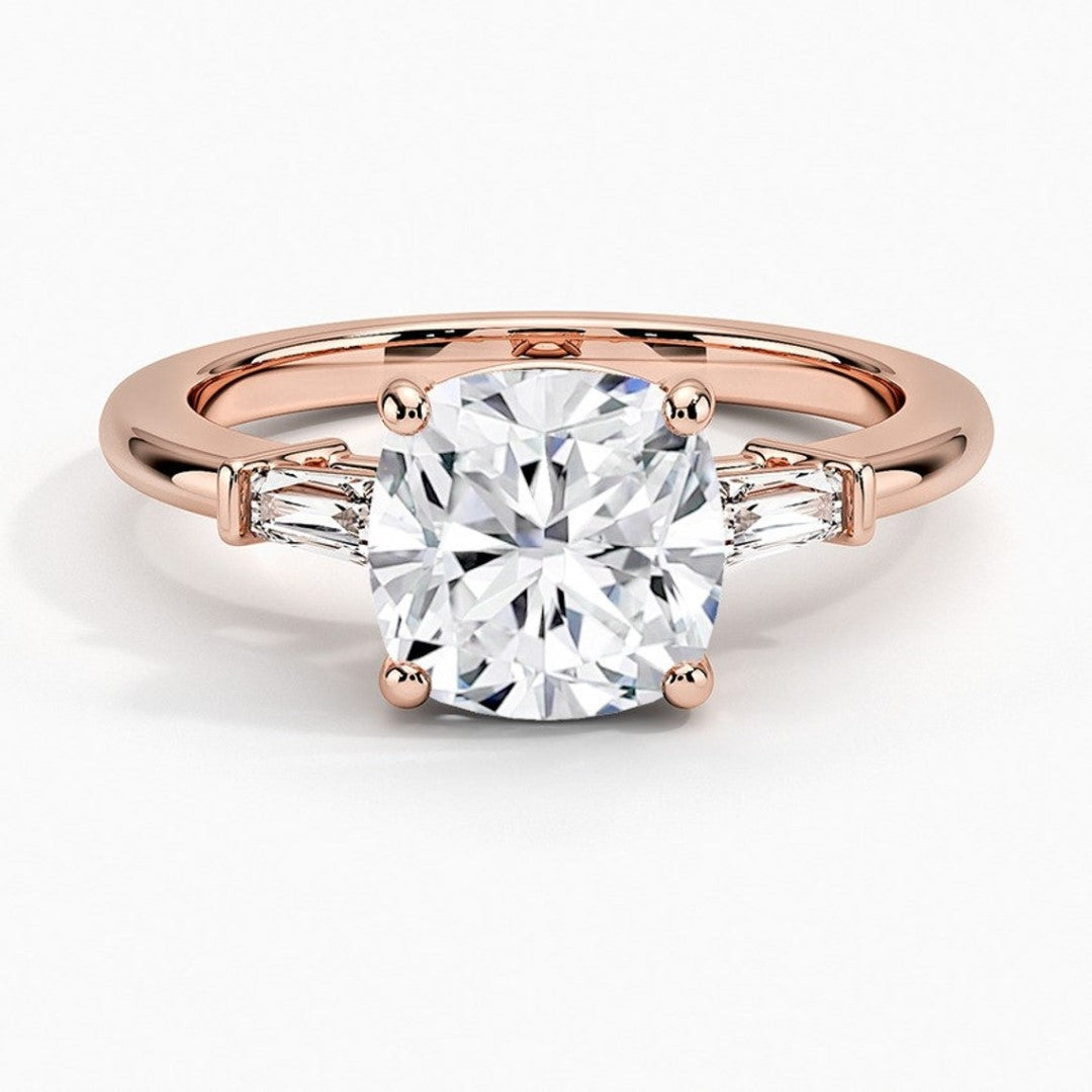 Shiny Cushion Cut Wedding Ring