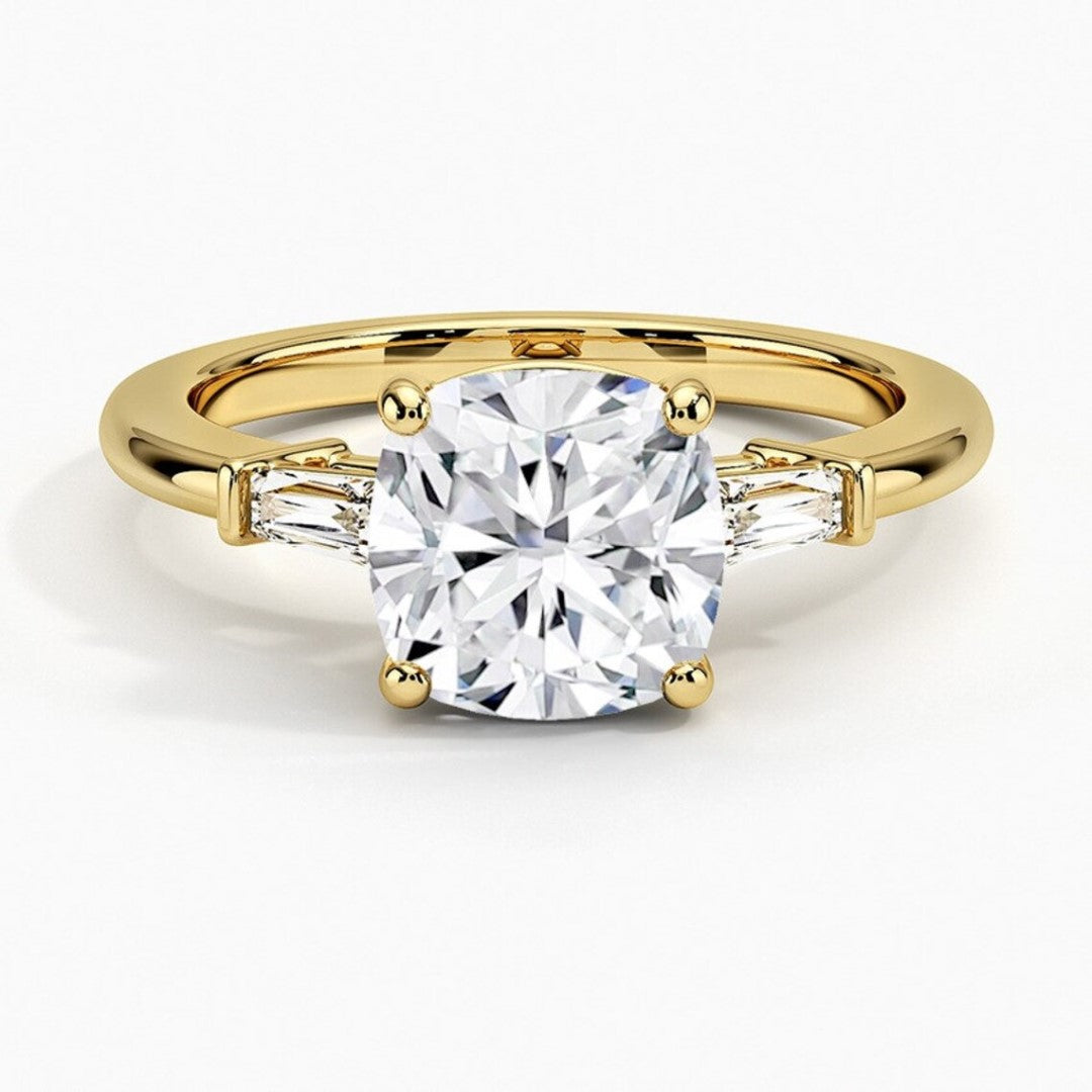 Shiny Cushion Cut Wedding Ring