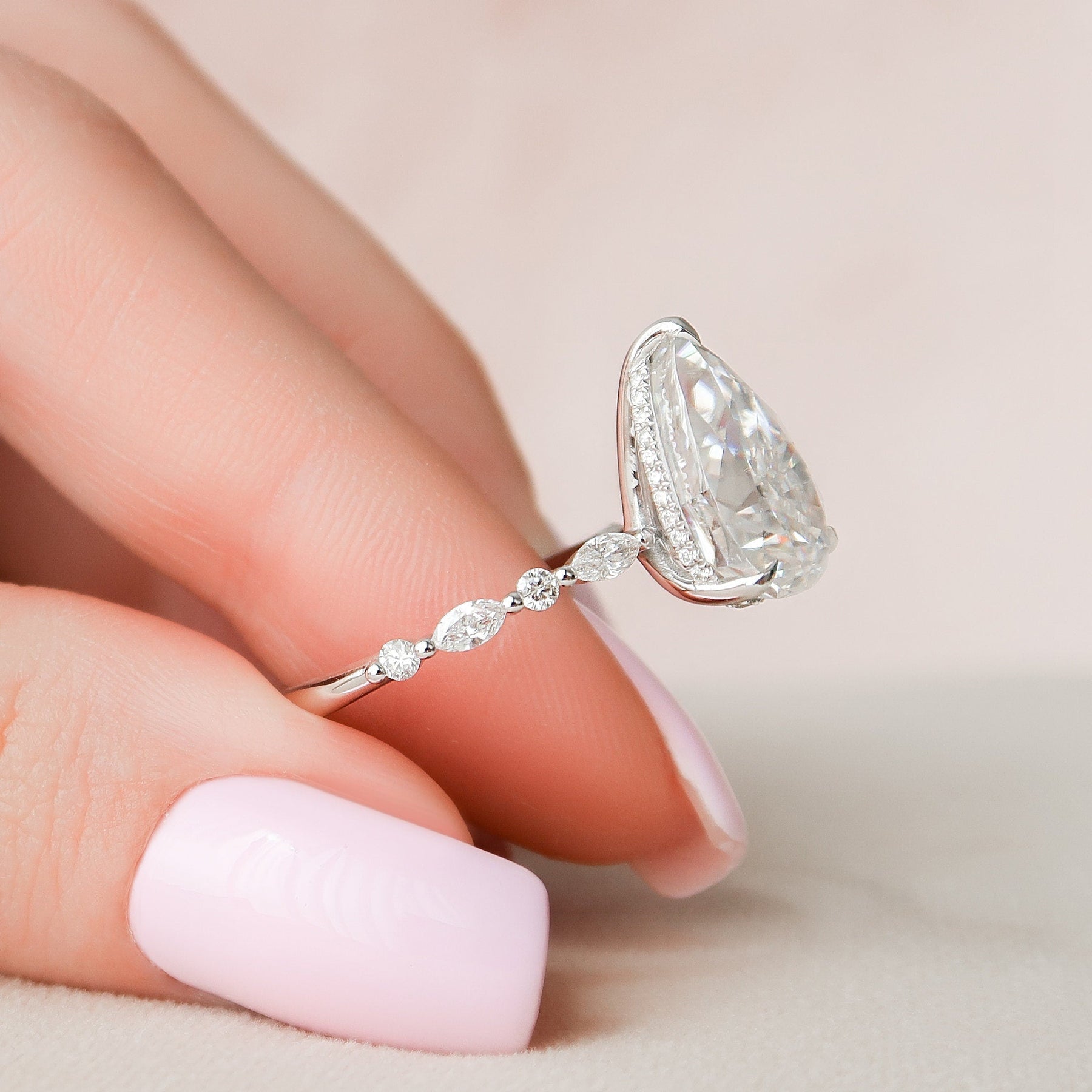 Scholarly Pear Diamond Wedding Ring