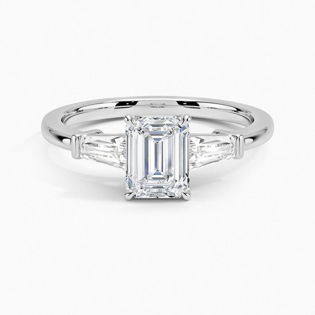 Techtide Emerald Cut Wedding Ring