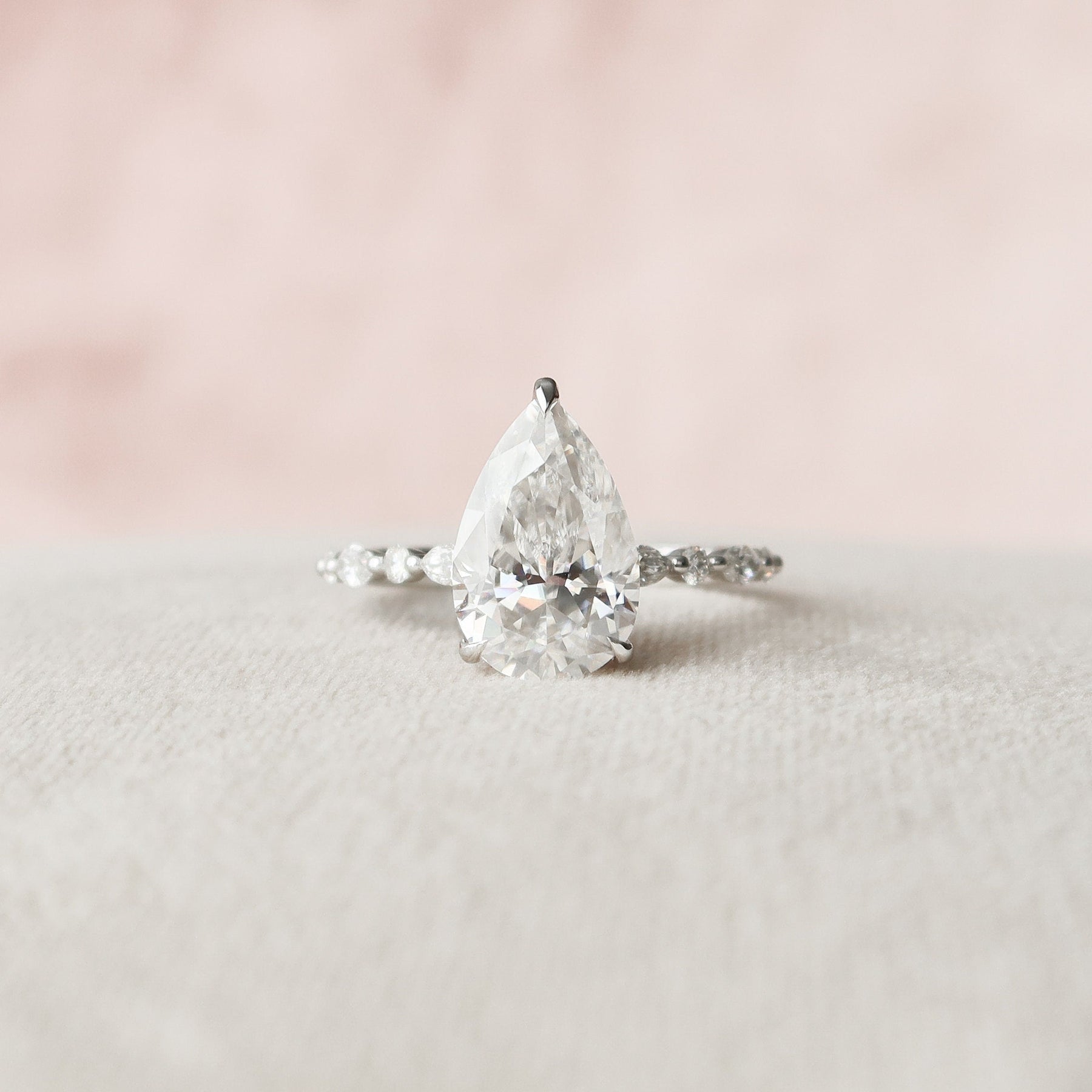 Scholarly Pear Diamond Wedding Ring