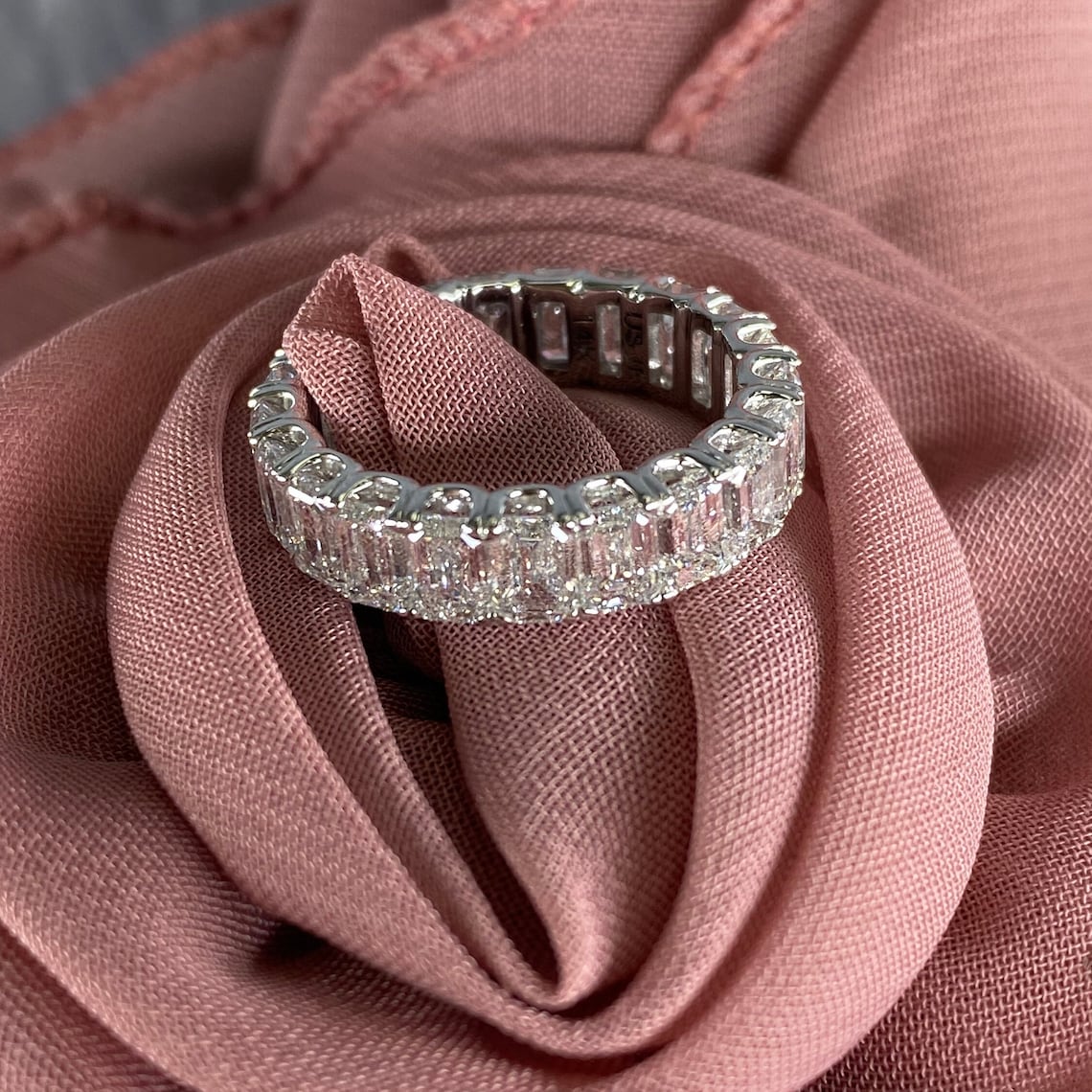 Implausible Emerald Cut Diamond Band