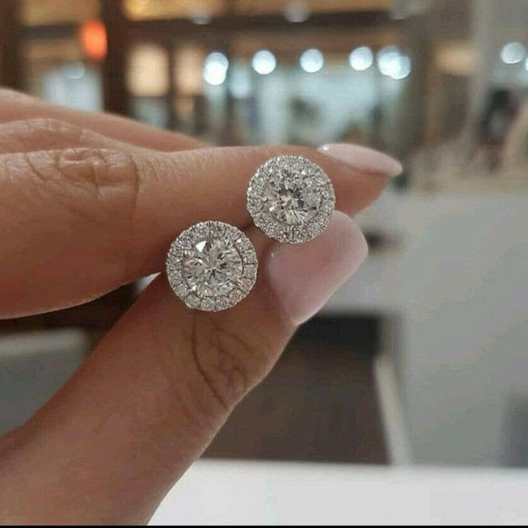 Halo Round Diamond Earring