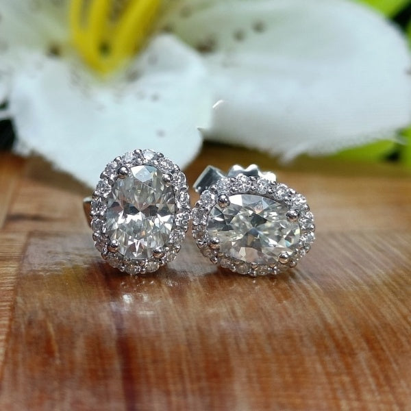 Separate Oval Diamond Earring