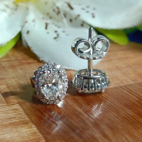 Separate Oval Diamond Earring