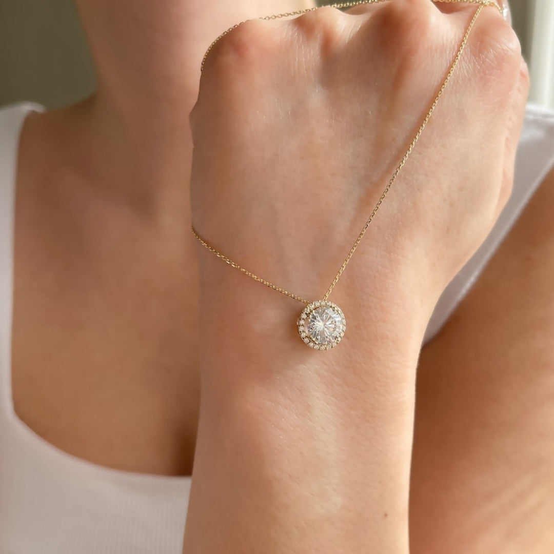 Mid-Century Trace Round Diamond Necklace