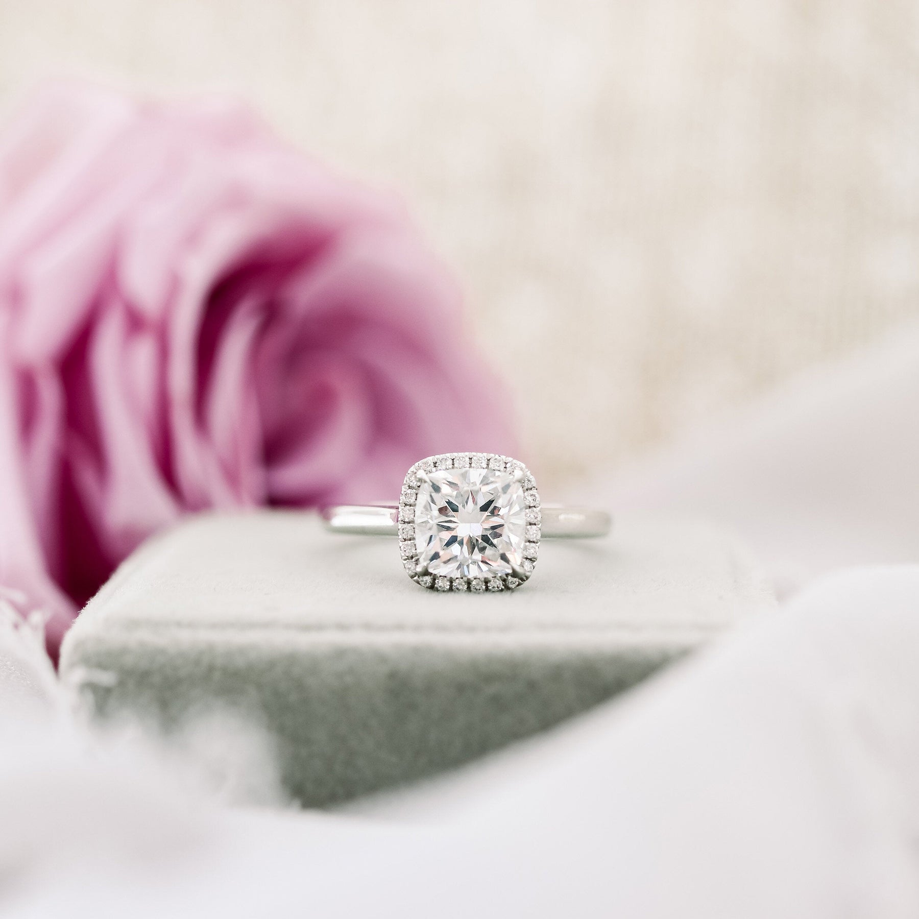Illuminated Cushion Shape Diamond Wedding Ring