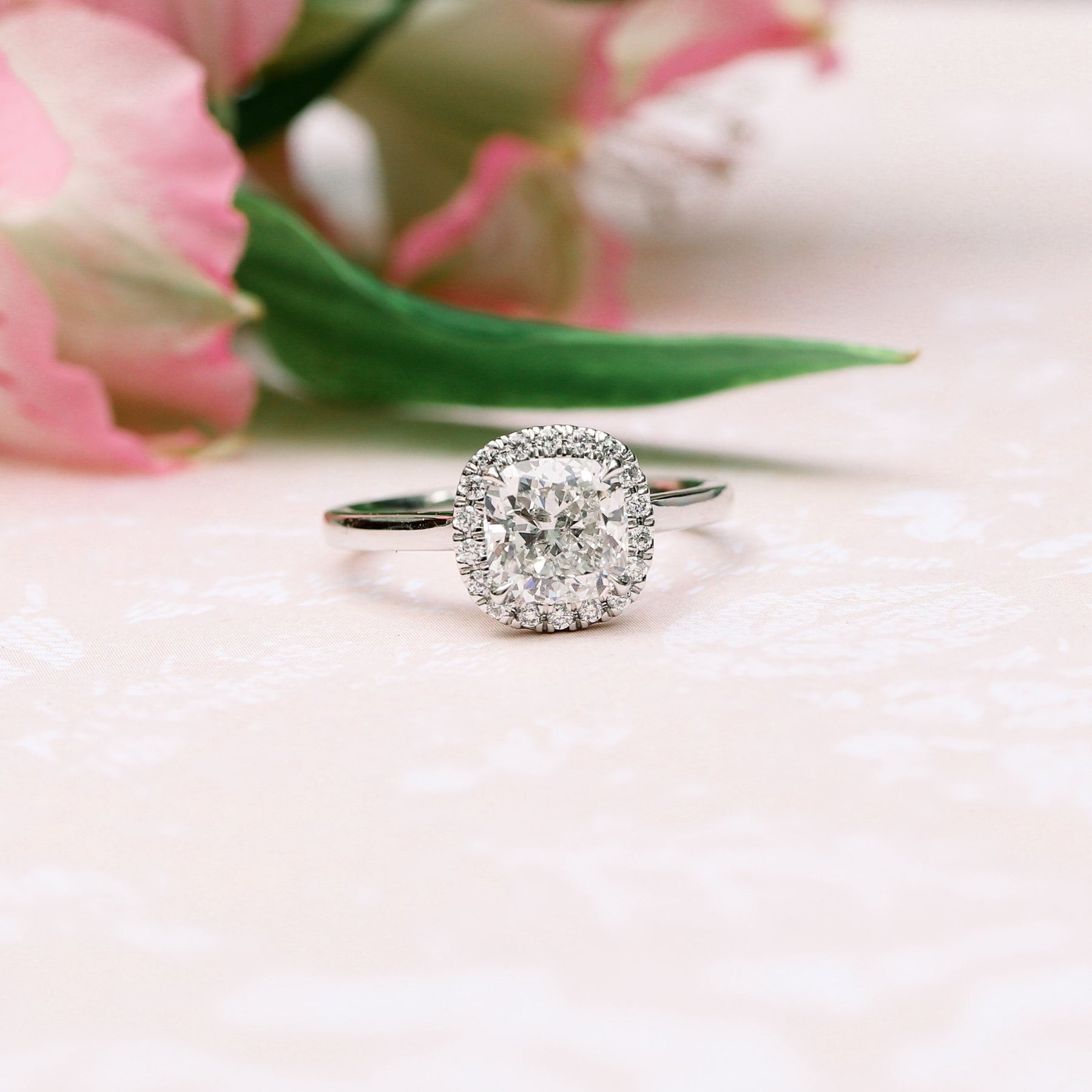 Illuminated Cushion Shape Diamond Wedding Ring