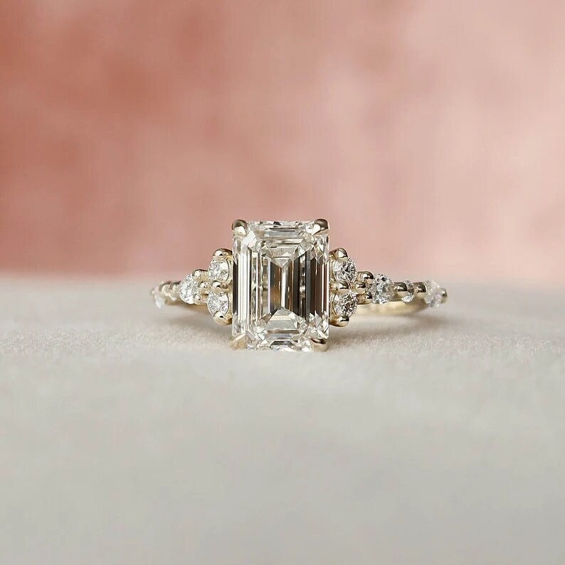 Seemly Emerald Shape Diamond Wedding Ring