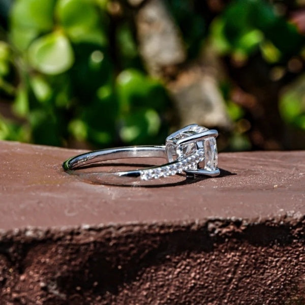 Sustainable Cushion Shape Diamond Wedding Ring