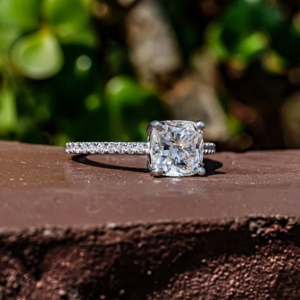 Sustainable Cushion Shape Diamond Wedding Ring