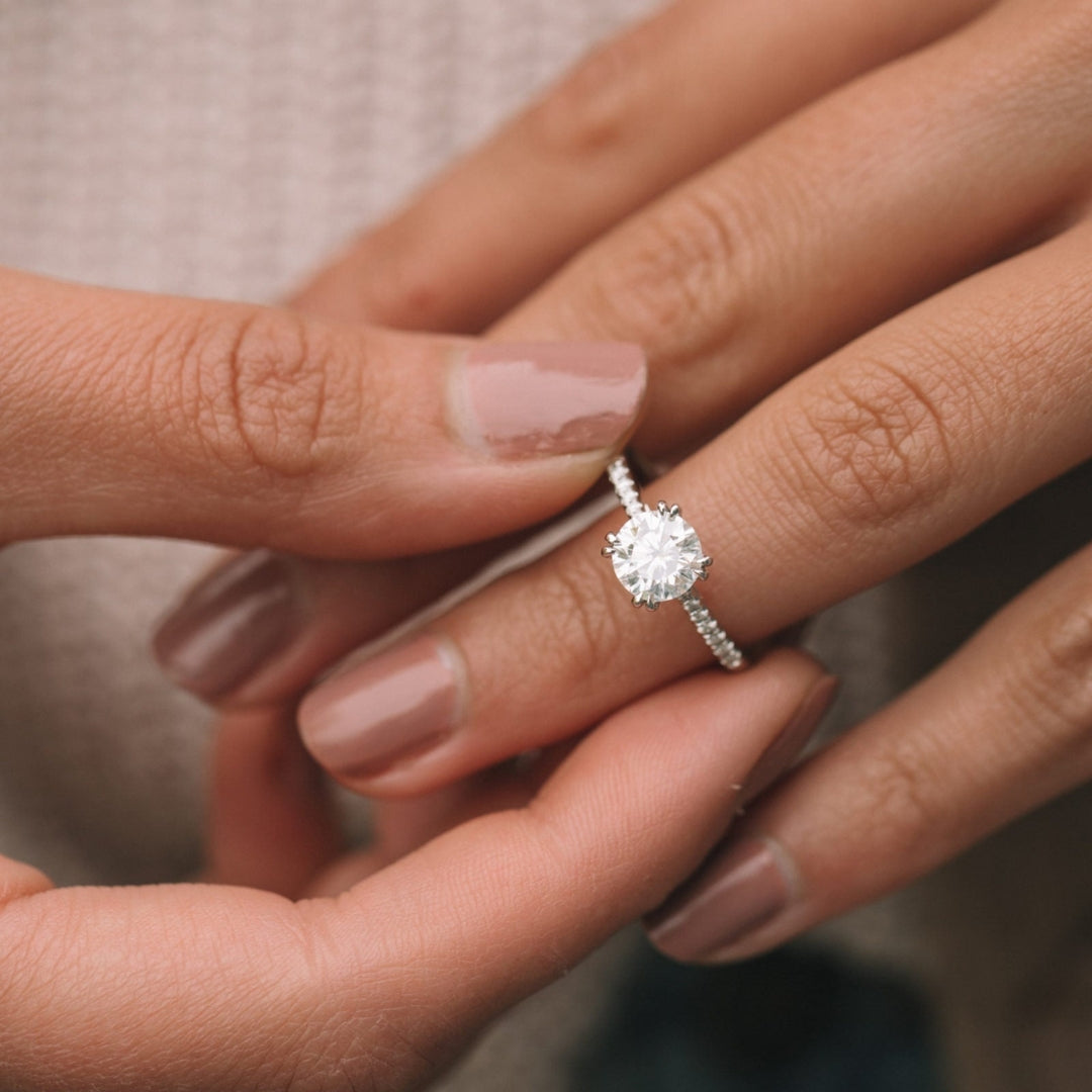 Aglow Round Shape Diamond Wedding Ring