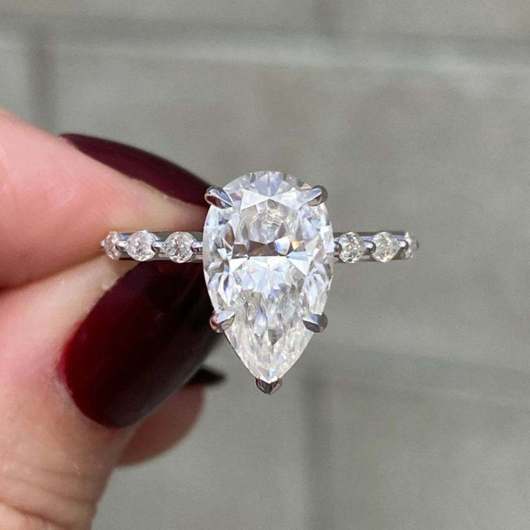 Pleasurable Pear Diamond Wedding Ring