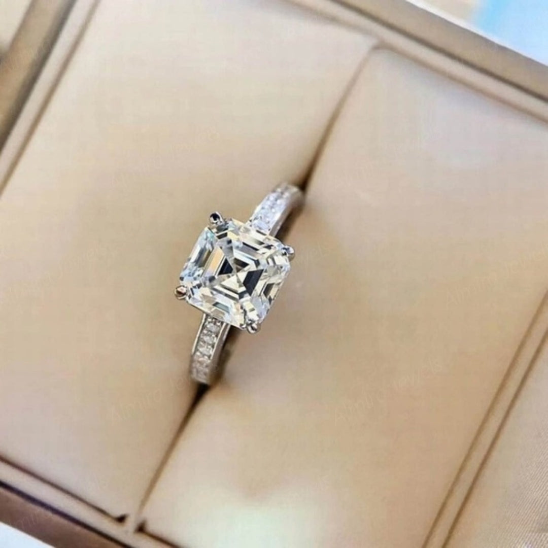 Charmer Asscher Cut Wedding Ring