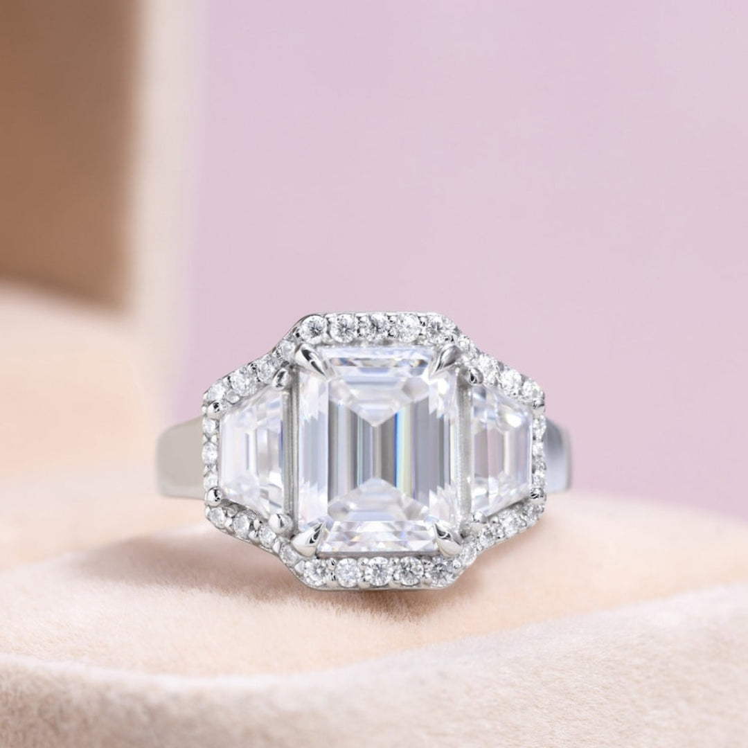 Finer Emerald Shape Diamond Wedding Ring