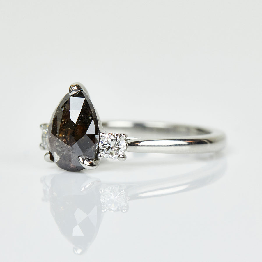 Pave 1.35CT Pear Shape Diamond Engagement Ring